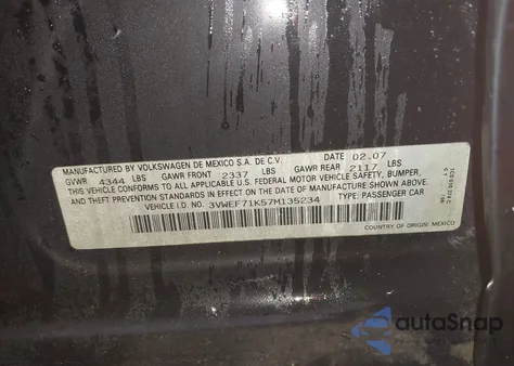 2007 Volkswagen Jetta Wolfsburg Edition z USA, uszkodzony, nr VIN 3VWEF71K57M135234